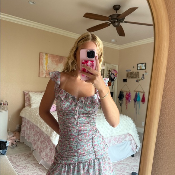 Astr Floral Mini Dress with Ruffle Sleeves - Picture 1 of 4